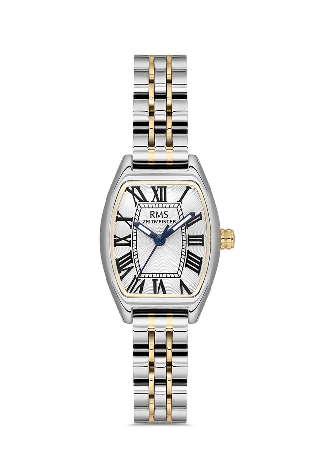 RMS Zeitmeister AG2177.40 women's watch with white dial, two-tone case and stainless steel bracelet – front view