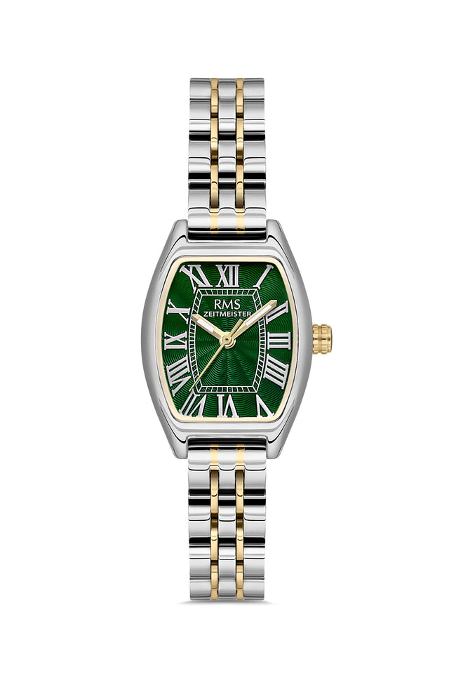 RMS Zeitmeister AG2177.49 women's watch with green dial, two-tone case and stainless steel bracelet – front view