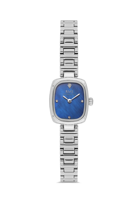 RMS Zeitmeister AG2189.13 women's watch with blue mother-of-pearl dial, silver-tone case and stainless steel bracelet – front view