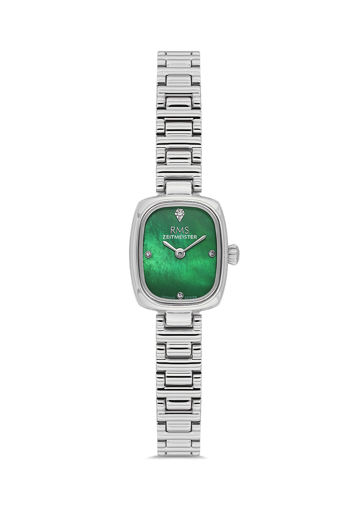 RMS Zeitmeister AG2189.19 women's watch with green mother-of-pearl dial, silver-tone case and stainless steel bracelet – front view
