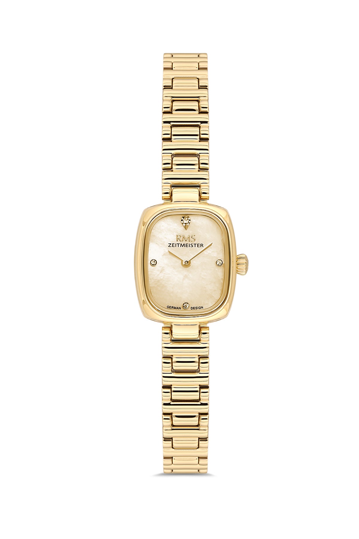 RMS Zeitmeister AG2189.25 women's watch with gold mother-of-pearl dial, gold-tone case and stainless steel bracelet – front view