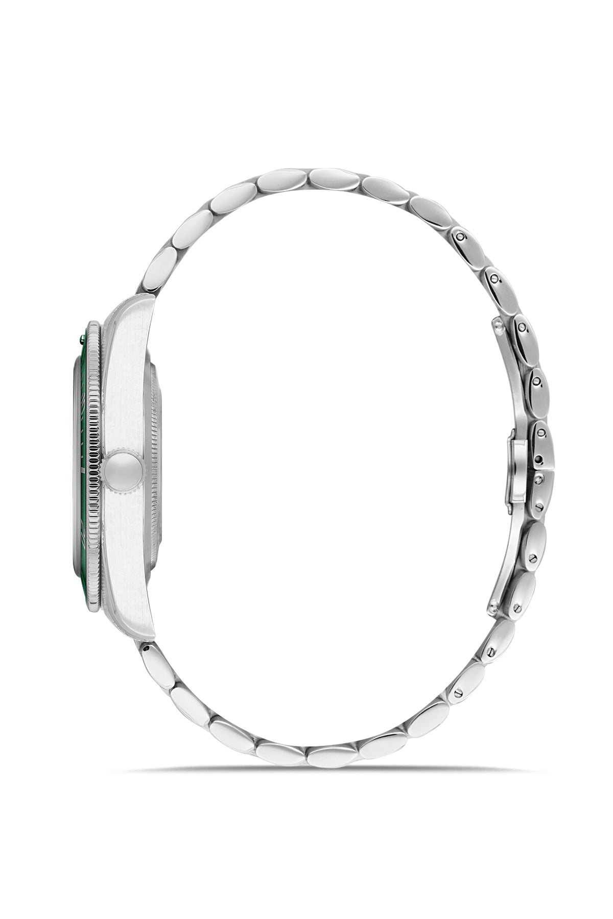 RMS Zeitmeister AG2192.19 men's watch with green dial, silver-tone case and stainless steel bracelet – side view
