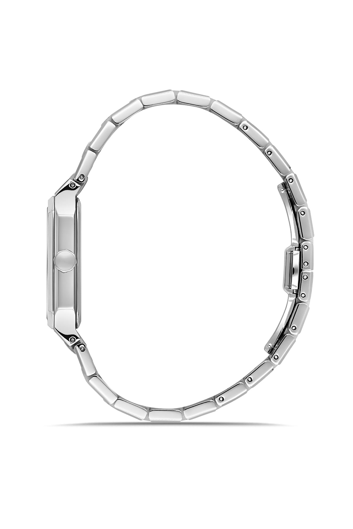 RMS Zeitmeister AG2204.12 men's watch with black dial, silver-tone case and stainless steel bracelet – side view