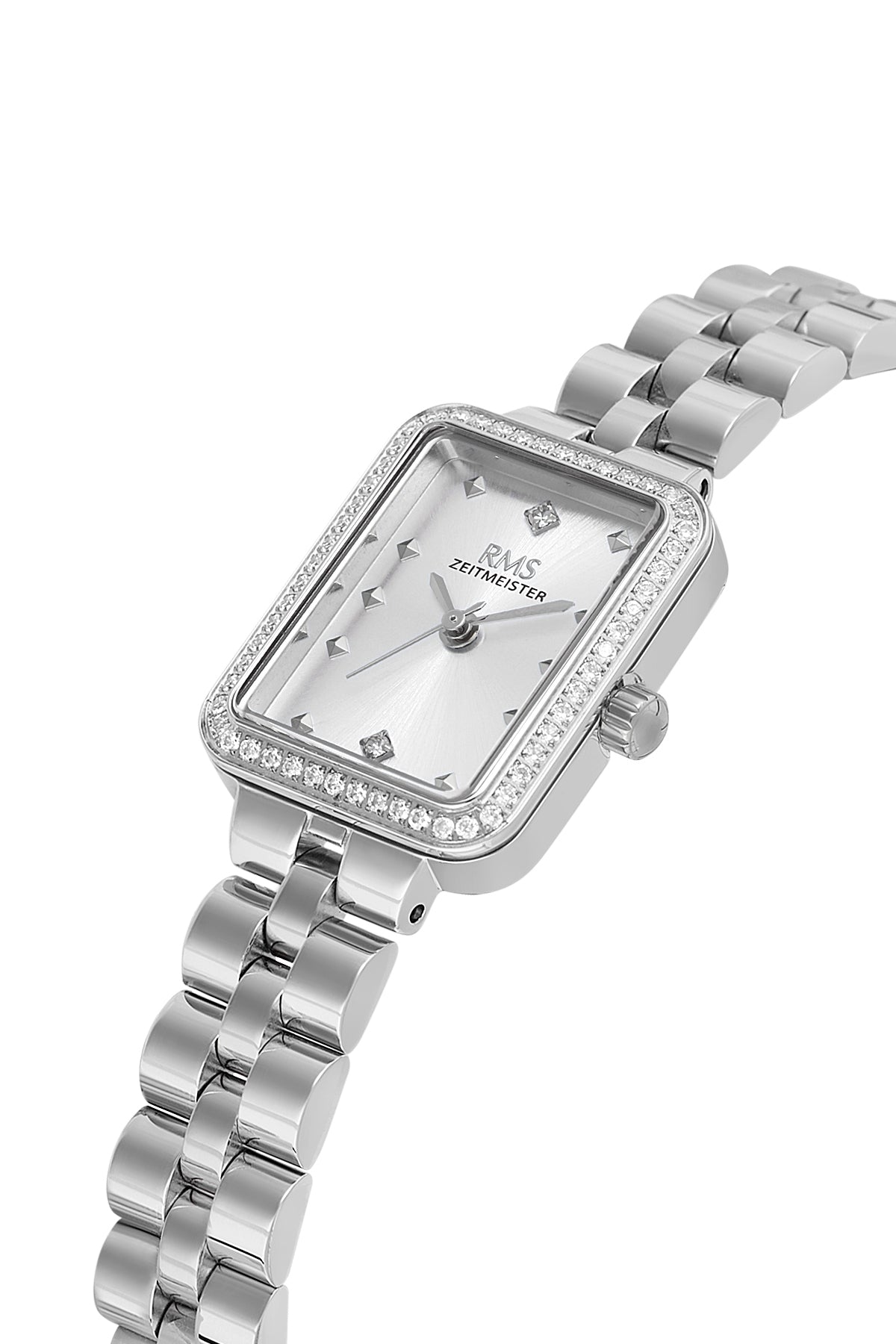 RMS Zeitmeister AG2225.10 women's watch with silver dial, silver-tone case and stainless steel bracelet – angled view