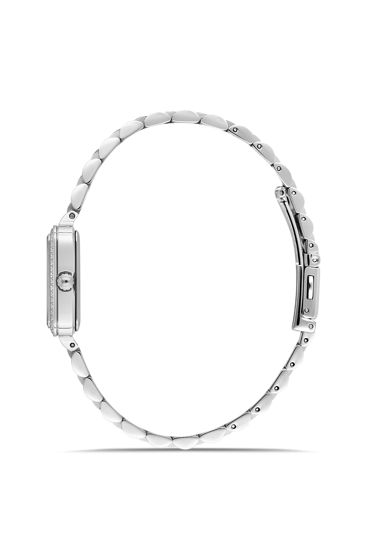 RMS Zeitmeister AG2225.12 women's watch with black dial, silver-tone case and stainless steel bracelet – side view