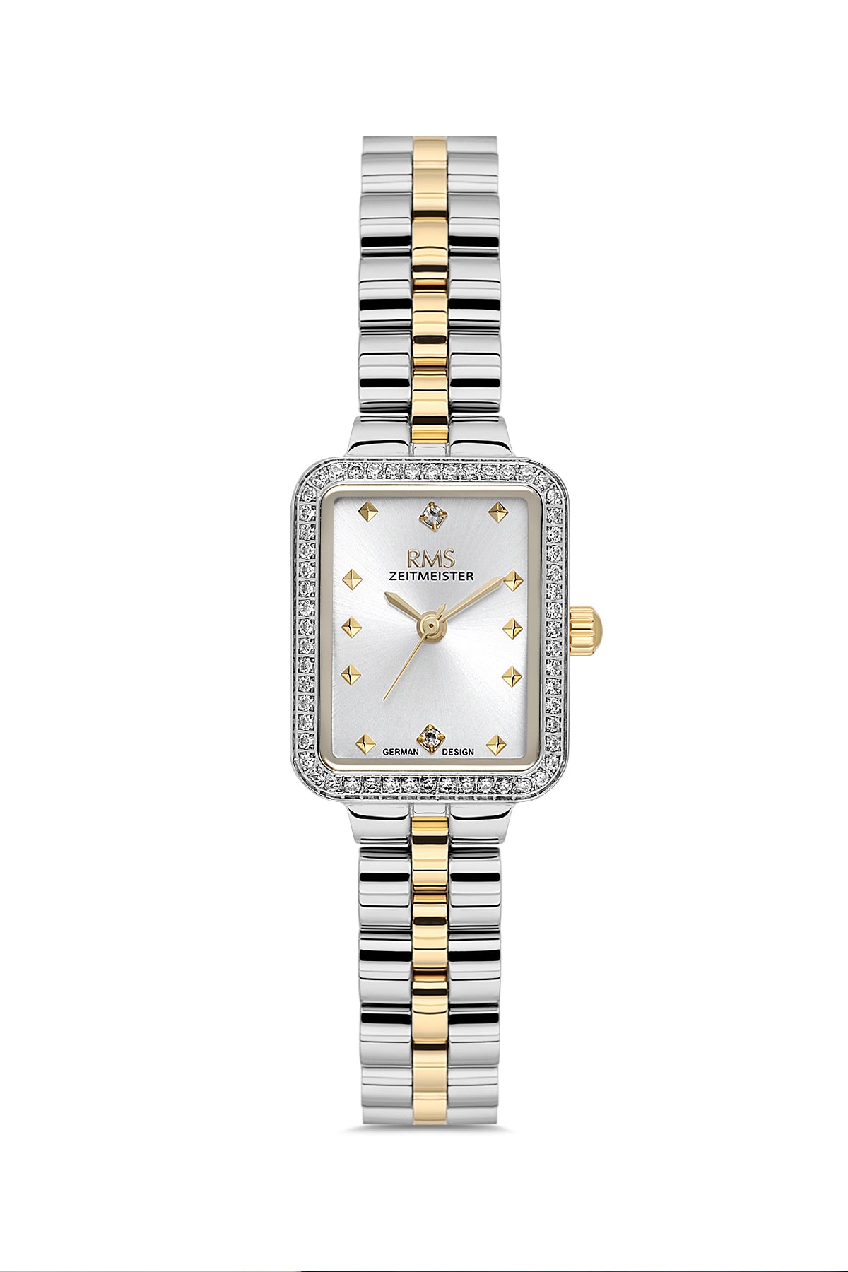 RMS Zeitmeister AG2225.40 women's watch with silver dial, two-tone case and stainless steel bracelet – front view