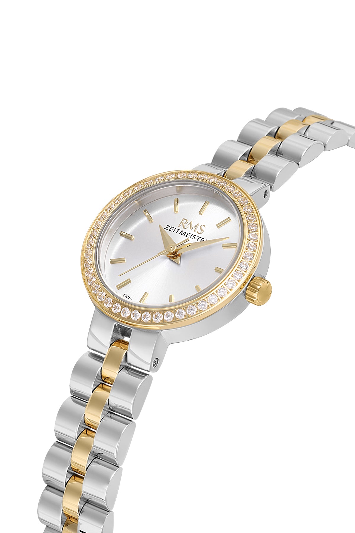 RMS Zeitmeister AG2226.40 women's watch with silver dial, two-tone case and stainless steel bracelet – angled view