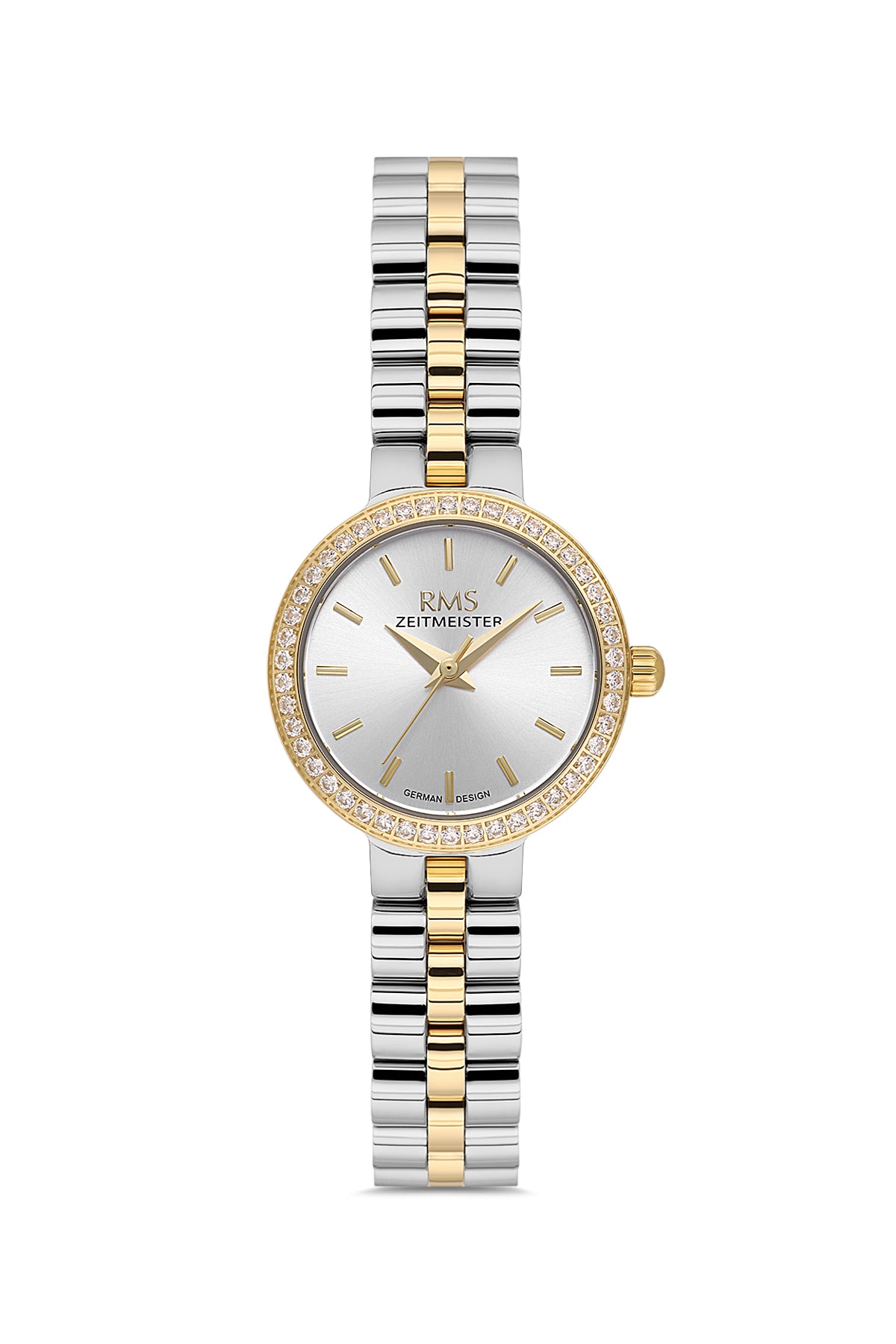 RMS Zeitmeister AG2226.40 women's watch with silver dial, two-tone case and stainless steel bracelet – front view