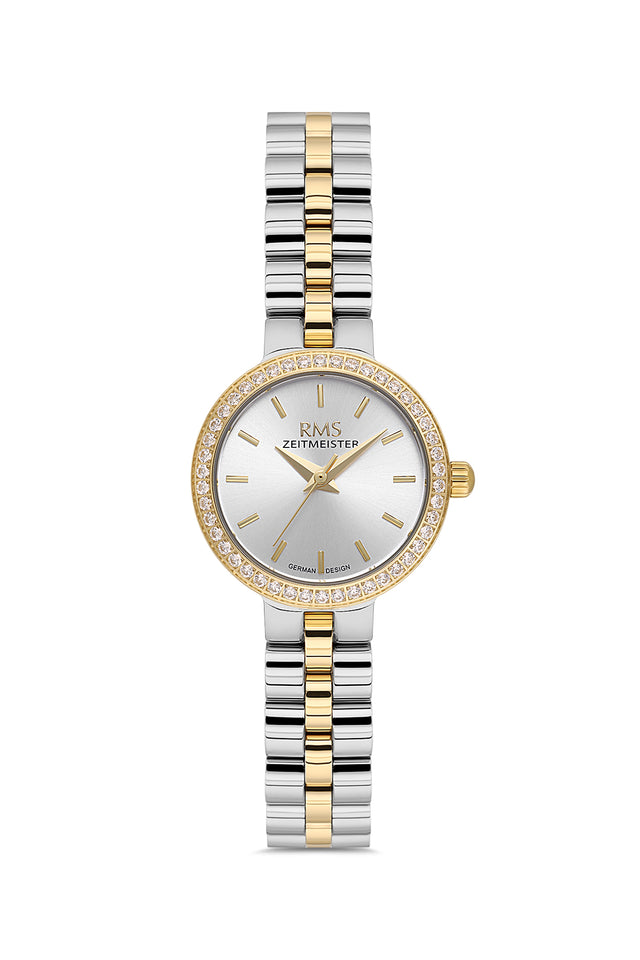 RMS Zeitmeister AG2226.40 women's watch with silver dial, two-tone case and stainless steel bracelet – front view