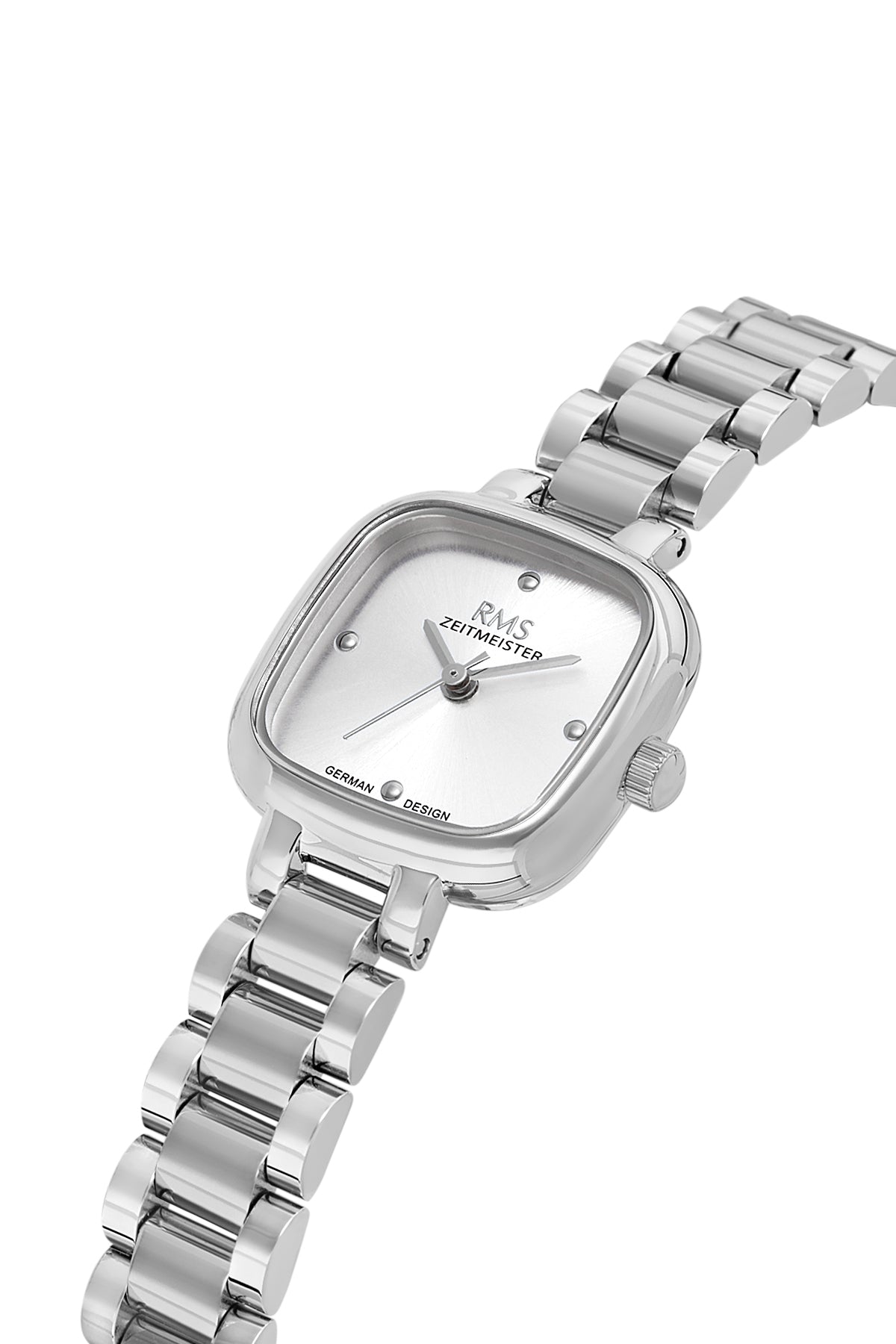 RMS Zeitmeister AG2227.10 women's watch with silver dial, silver-tone case and stainless steel bracelet – angled view