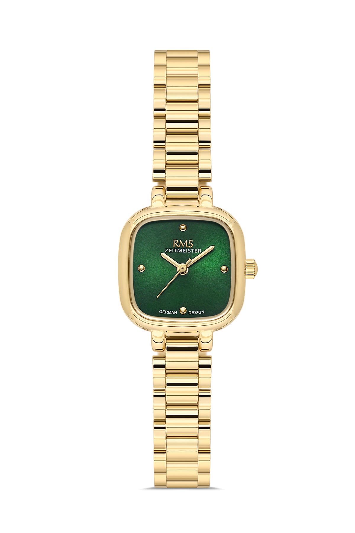RMS Zeitmeister AG2227.29 women's watch with green dial, gold-tone case and stainless steel bracelet – front view