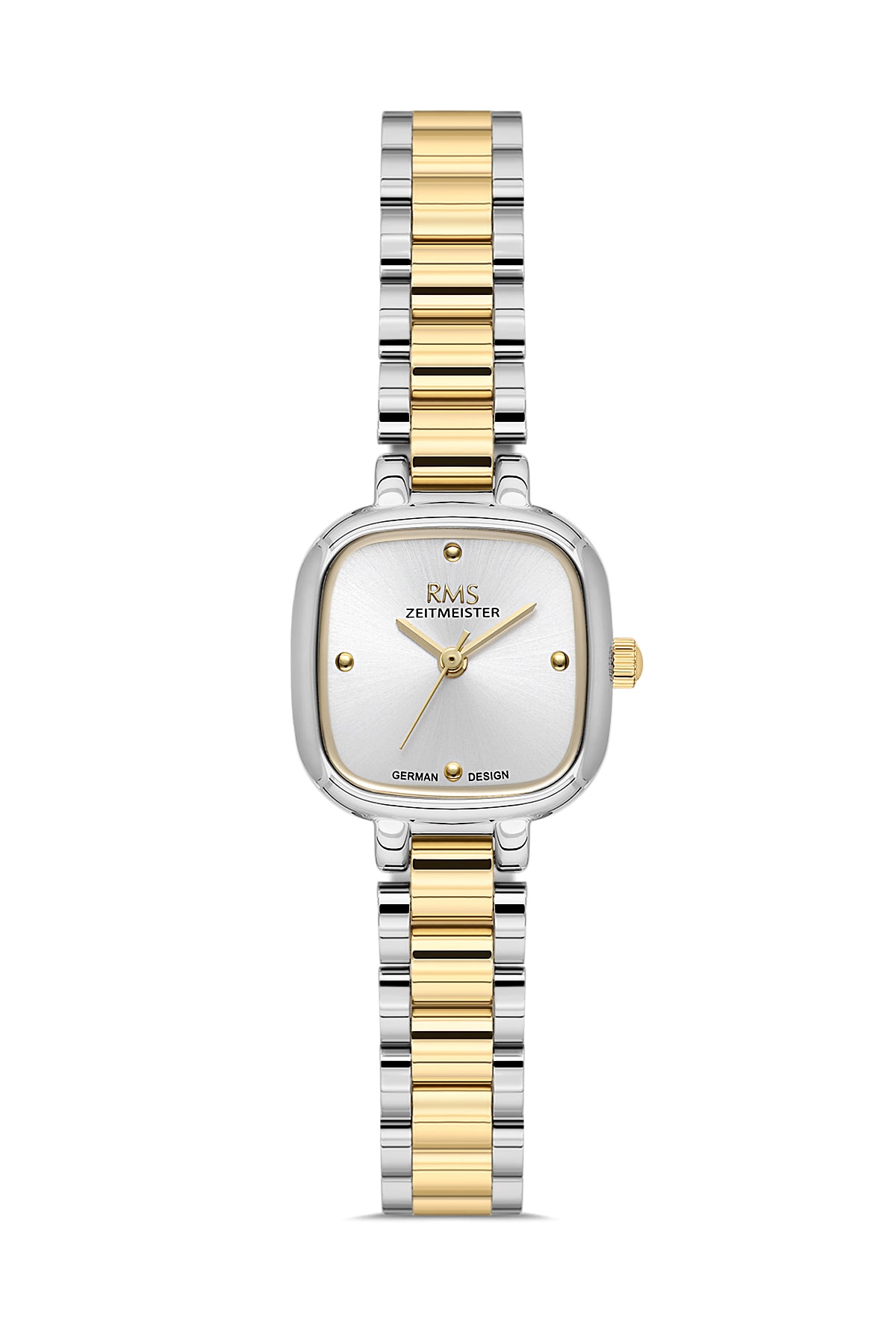 RMS Zeitmeister AG2227.40 women's watch with silver dial, two-tone case and stainless steel bracelet – front view