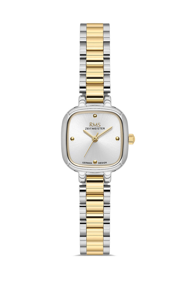 RMS Zeitmeister AG2227.40 women's watch with silver dial, two-tone case and stainless steel bracelet – front view
