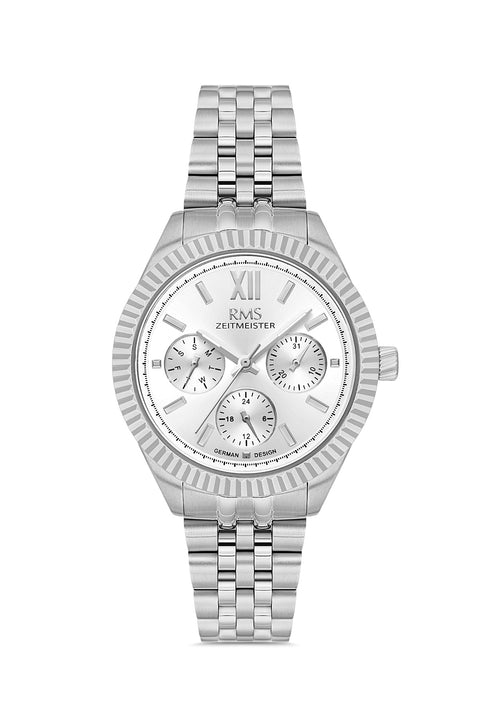 RMS Zeitmeister AG2250.10 women's watch with silver dial, silver-tone case and stainless steel bracelet – front view